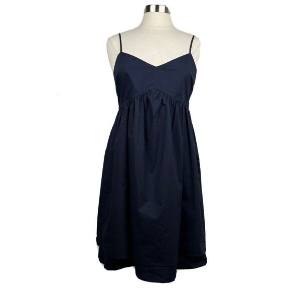 Derek Lam 10 Crosby Dress 6 Womens Navy Blue Spaghetti Strap Mini Fit & Flare - Picture 1 of 7